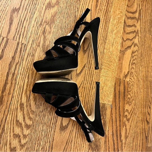 MIU MIU~Black Suede Strappy Platform Sandals IT 37.5 / US 7.5 - Picture 3 of 8
